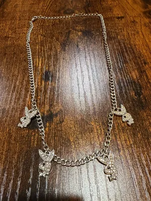 Playboy Bunny Necklace Masthead Logo Rhinestone Sparkly Jeweled Rabbit y2k 2000s thumbnail 1