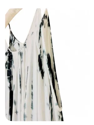 Elan Woman’s Boho White/Black Tie Dye Cold Shoulder Peek-A-Boo Blouse Top Size M thumbnail 12
