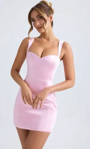 Oh Polly Inanna Sweetheart-Neck A-Line Mini Dress in Light Pink Size US 2 New thumbnail 1