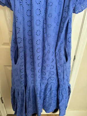 Eyelet Midi Dress Blue Size XL thumbnail 6