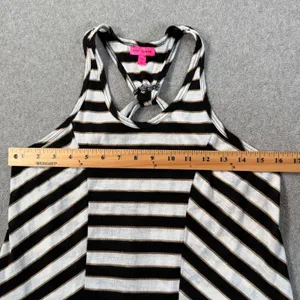 Betsey Johnson Striped Racerback Tank Top Women's Small Black/White Gold Metalli thumbnail 6