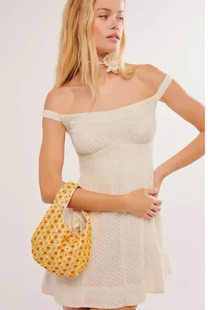 NWT Free People White Berry Kiss Pocket Eyelet Mini Dress. Size Medium thumbnail 6