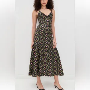 HILL HOUSE HOME Lillie Midi Dress in Cisco Trellis Print size XS thumbnail 6