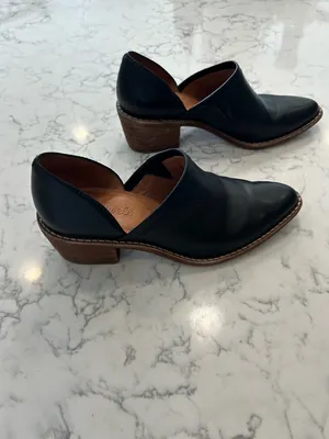 Madewell Black The Brady Lowcut Bootie‎ Leather Stacked Heel Size 5 thumbnail 3