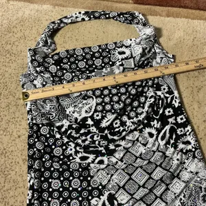 Endless Sun Paisley Bandana Cowl Halter Top Womens M Black White Y2K Rhinestone thumbnail 3