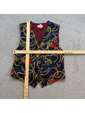 Vintage 90s Talbots Equestrian Chain Print Waistcoat Vest Women’s Large thumbnail 3