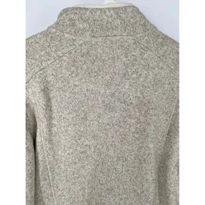 LL BEAN Sweater Fleece Jacket Womens Medium Beige Oatmeal Full Zip 279684 thumbnail 12