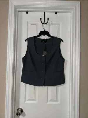 Rachel Zoe Women's Slate Gray Button-Front Vest thumbnail 2