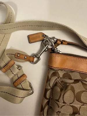 Coach 6442 Signature Canvas Crossbody Bag Brown Tan Leather Vintage Y2K 2006 thumbnail 14