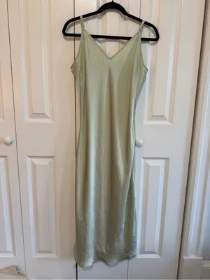Aritzia Wilfred Satin Slip Dress Midi Mint Green Size Large thumbnail 2
