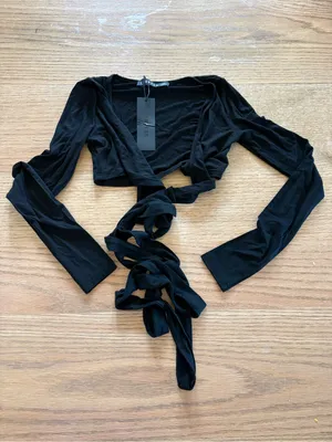 LIONESS Black Wrap Crop Top thumbnail 3