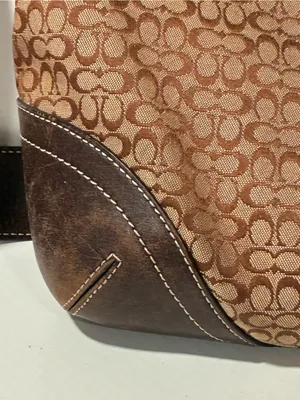 Coach Solo Shoulder Bag Brown‎ Signature C Buckle Flap Leather Canvas thumbnail 3