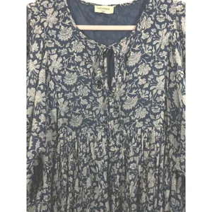 Talisman Blue Blossom Floral Cotton Midi Dress Relaxed Fit Boho S M thumbnail 9