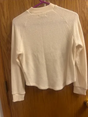 Madewell Cream Waffle Mock-Neck Pullover thumbnail 4