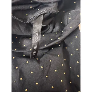 Goodtime USA Black Gold Polka Dot Turtleneck Crop Top Womens Large Sleeveless thumbnail 5