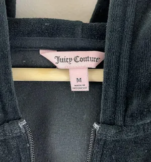 Y2K Black Velvet Velour Hooded Tracksuit Jacket Sweatshirt thumbnail 6