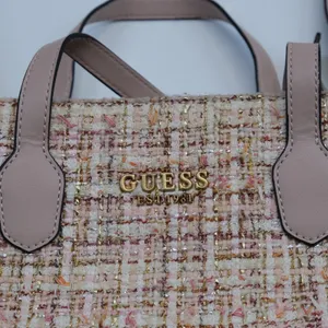 Guess Tweed Tote Women Pink Gold Coquette Small Crossbody Bag thumbnail 4