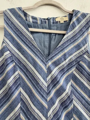 NEW Entro Sleeveless Fit & Flare Dress Navy Chevron Stripe Size MEDIUM Pocket thumbnail 3