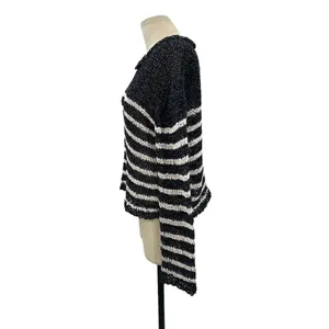 T by Alexander Wang‎ Sweater Knit Top Cropped Striped Crewneck Gray Size Medium thumbnail 6