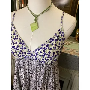 Gap Womens Blue White Floral Tiered Midi Dress Empire Waist Pockets Medium thumbnail 2