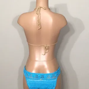 PILYQ Romance & blue crochet bikini set.M-top/L-bottom NWT thumbnail 5