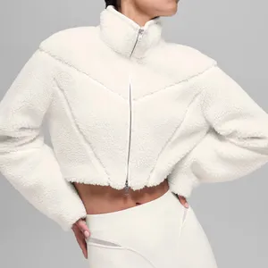 Alo Yoga Sherpa Cropped Slope Side Jacket Ivory S thumbnail 1