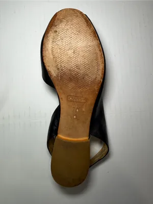 Coach Black Leather Slingback Flats with Floral Stud Accent thumbnail 6