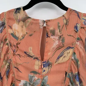 Greylyn Unwritten Peach Floral Boho Chiffon Dress Romantic Cottagecore Sz Small thumbnail 5