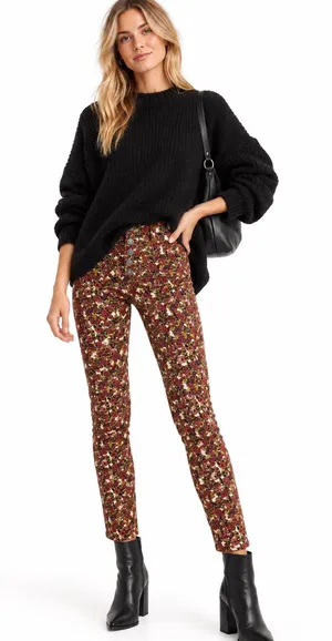 Free People High Waisted Sunchaser Floral Corduroy Pant Size 28 thumbnail 1