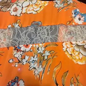 Floral Orange Women's Robe open kimono style large thumbnail 10
