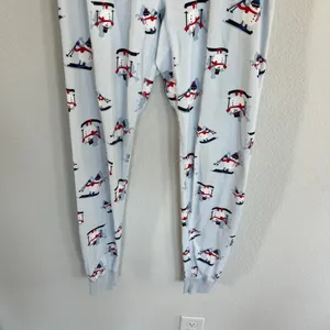 Hanna Andersson Women’s Blue Snowman Christmas Winter Pajamas Set Size Medium thumbnail 4
