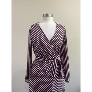 Banana Republic Brown Stripe Faux Wrap Career Office‎ Midi Dress Size 6 thumbnail 3