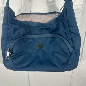 Lewis N. Clark Blue and Beige Inside Secura Anti-Theft Messenger Bag EUC thumbnail 3