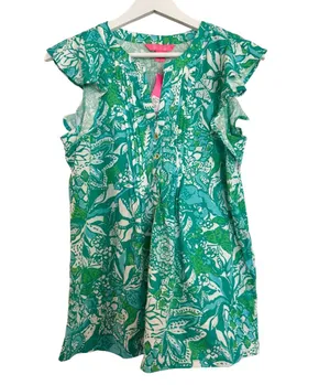 Lilly Pulitzer NWT botanical green ruffled top size small thumbnail 8