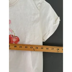 Forever 21 Y2k Womens Cherry Bow Graphic Cropped Baby Tee Cream Small thumbnail 6