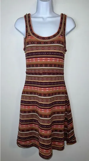 Free People Fair Isle Sweater Dress Fit & Flare Wool Blend PS thumbnail 1
