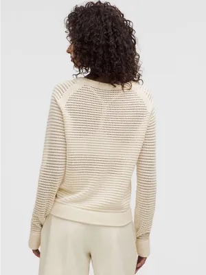 Lululemon Pointelle-Knit Cotton Sweater Light Ivory fits a small 4 or 6 W3HMIS thumbnail 2