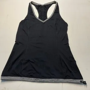 Black Lululemon Tank Cinchable Drawcord Hem V Neck Key Pocket Women Sz M thumbnail 1