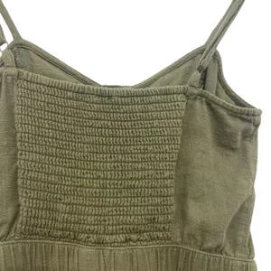 Aerie Olive Cotton Smocked Romper XS Pockets Cami thumbnail 5