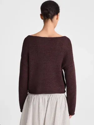 MADEWELL Boatneck Pullover Sweater Cocoa Brown size Small Lightweight Woven Knit thumbnail 2