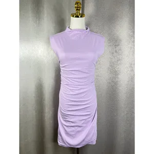 MESHKI Lilac Purple Ruched Mock Neck Sleeveless Bodycon Mini Dress Womens Size M thumbnail 5