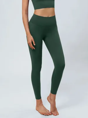 Berlook Activewear High-Waist Forest Green Seamless Leggings 24” thumbnail 3