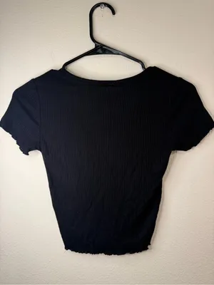 Garage Black Ruched V-Neck Crop Top thumbnail 3