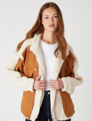 NWT BLANKNYC Faux Suede & Faux Shearling Trucker Jacket Small, CATCH ME OUTSIDE thumbnail 1
