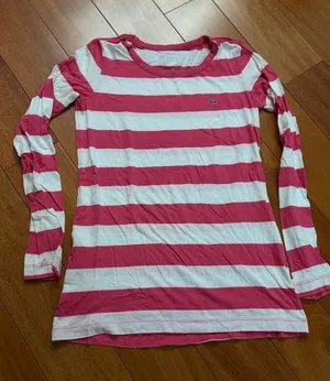 Lacoste Womens Pink White Stripe‎ Long Sleeve Crew Neck Shirt Top Size 40 thumbnail 1