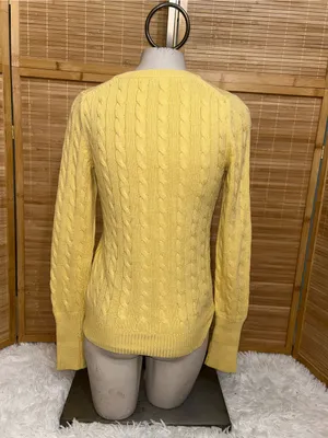 GAP Women's Yellow Cable Knit Crewneck long sleeve Sweater woman’s small thumbnail 2