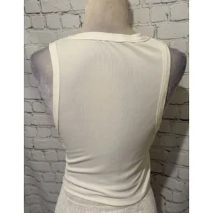 Zara Ribbed Crop Top White Sleeveless Size Large thumbnail 3