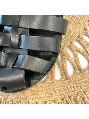 Ancient Greek Sandals Nestoras Sandals Black Leather Fisherman Size 40 thumbnail 3