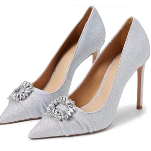 SCHUTZ Pumps‎ Womens Size 10 Embellished Silver Pointed Toe Heels thumbnail 1