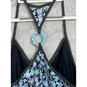 Free People Tank Top Size Small Blue Floral Babydoll Beachy Coastal Summer thumbnail 6
